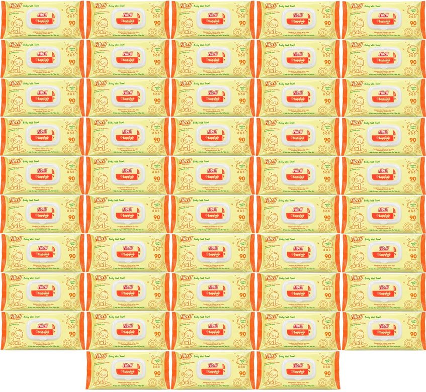 Fibril Islak Havlu Mendil 90 Yaprak Bebek Plastik Kapaklı (48 Li Set) 4320 Yaprak