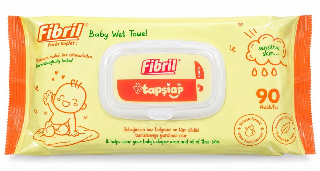 Fibril Islak Havlu Mendil 90 Yaprak Bebek Plastik Kapaklı