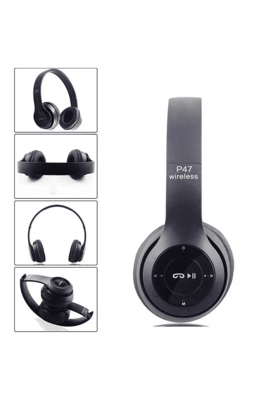 FİOPLUS 2 Adet P47 Extra Bass Wireless Bluetooth Kulaklık 5.0 Edr Siyah Beyaz