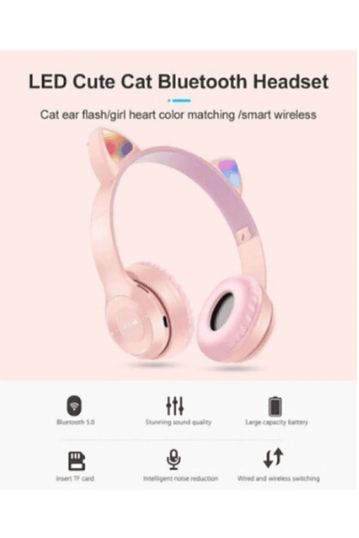 FİOPLUS 535P47 P47M Kablosuz Bluetooth Kulaküstü Kedili  Kulaklık