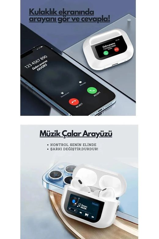 FİOPLUS Fioplus Air Pro 2 Anc Dokunmatik Ekranlı Bluetooth Kulaklık İos Android Tüm Telefonlara Uyumlu
