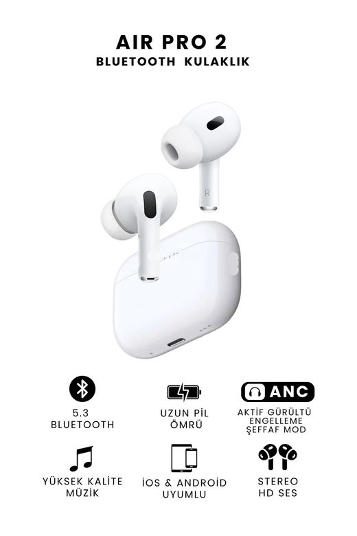 FİOPLUS FİOPLUS Air pro2 Fioplus Air Pro2 Anc Bluetooth Kulaklık Gürültü Engelleme Ios Ve Android Tüm Telefonlara Uyumlu