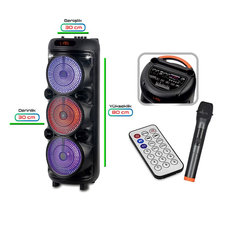 FİOPLUS Fioplus Kln-70 8*3 İnç Dev Boy Party Speaker Bluetooth Hoparlör