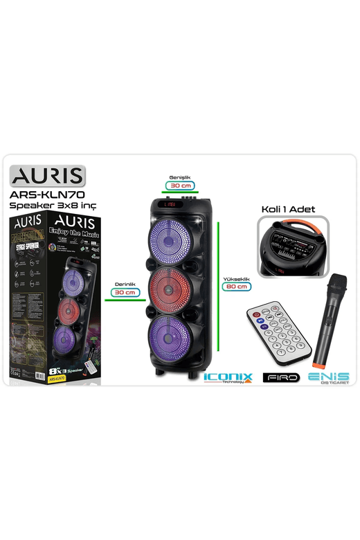 FİOPLUS Fioplus Kln-70 8*3 İnç Dev Boy Party Speaker Bluetooth Hoparlör