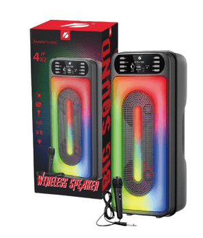 FİOPLUS Fioplus Kts-1555 Siyah Mikrofonlu Rgb Ledli Taşınabilir Bluetooth Hoparlör Parti Speaker