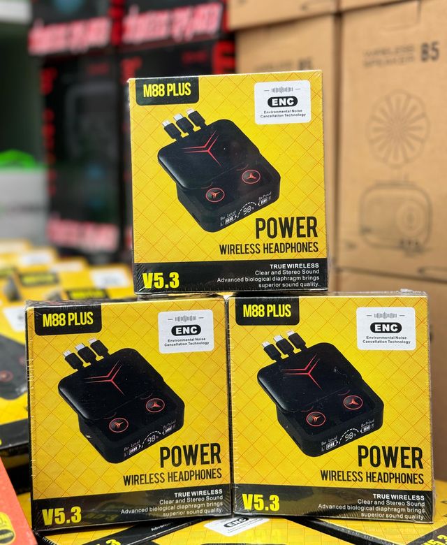 FİOPLUS FİOPLUS M88 Fioplus M88 Plus Şarj Göstergeli Powerbank Özellikli Bluetooth Kablosuz Kulakiçi Kulaklık Siyah