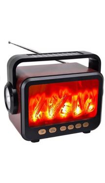 FİOPLUS fp-337s Solar Şarjlı Şömine Görünümlü Radyo Nostalji Bluetooth Fenerli Bt Usb Sd Glr Fp-337