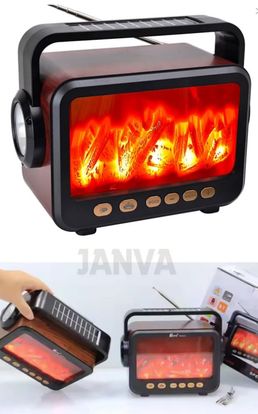 FİOPLUS fp-337s Solar Şarjlı Şömine Görünümlü Radyo Nostalji Bluetooth Fenerli Bt Usb Sd Glr Fp-337