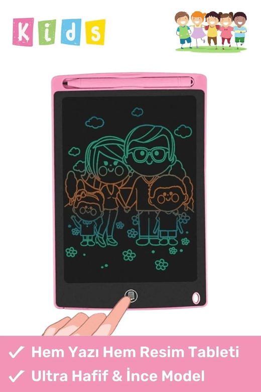 FİOPLUS gsV4tY58xD Lcd Ekranlı Kalemli Dijital Çizim Tableti Yazı Tahtası Boyama Resim Için Akıllı Çocuk Tablet 8,5 Inç