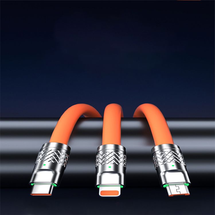 FİOPLUS SL2cWgOJh9 3 In 1 Süperhızlı 120W 6A Şarj Kablosu Type-C-Micro Usb-Lightning