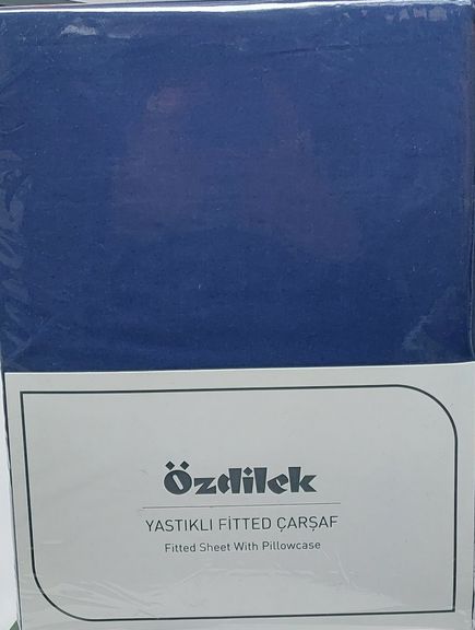 Fitted Lastikli Tek Kişilik Battal Çarşaf Seti (120x200)-Pasifik Mavi