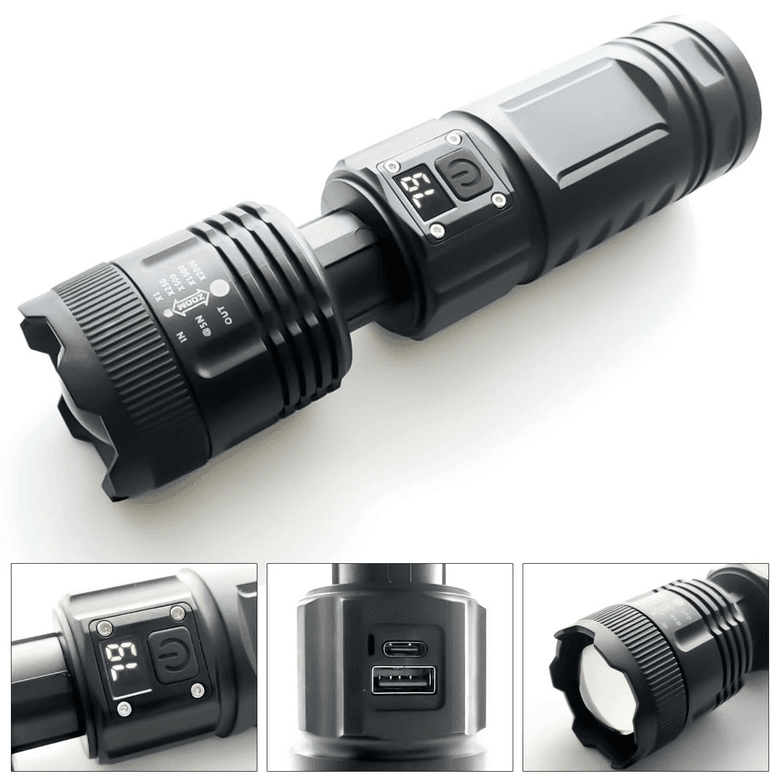 Flashlıght Yt-883  Şarjlı Lcd Ekran Zoomlu El Feneri