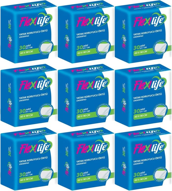 Flexi Life Yetişkin Alt Açma Yatak Koruyucu Örtü 60*90CM Klasik 270 Adet (9PK*30)