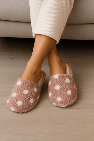 Fluffy 54650468408 Kadın Çanak Sessiz Ve Kaydırmaz Taban, İçi Peluş, Sıcak, Kışlık, Ev Terliği