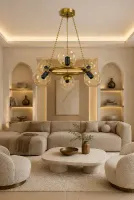 Focus 6'LI Eskitme Bal Rengi Glob Camlı Modern Sarkıt Avize Oturma Odası Salon