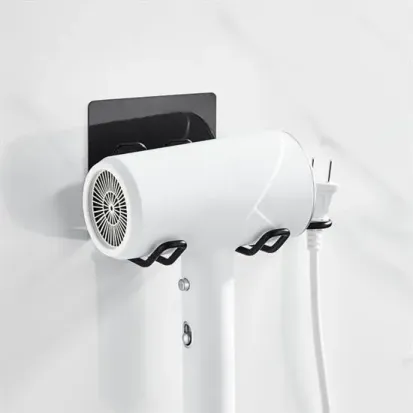 Fön Makine Askısı Siyah Yapışkanlı Fön Makine Tutucu (4745)