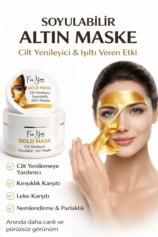 For You Gold AL.01 Kırışıklık Karşıtı, Aydınlatıcı, Anti- Aging Etkili Soyulabilen Altın Maske - Gold Maske 100 Ml