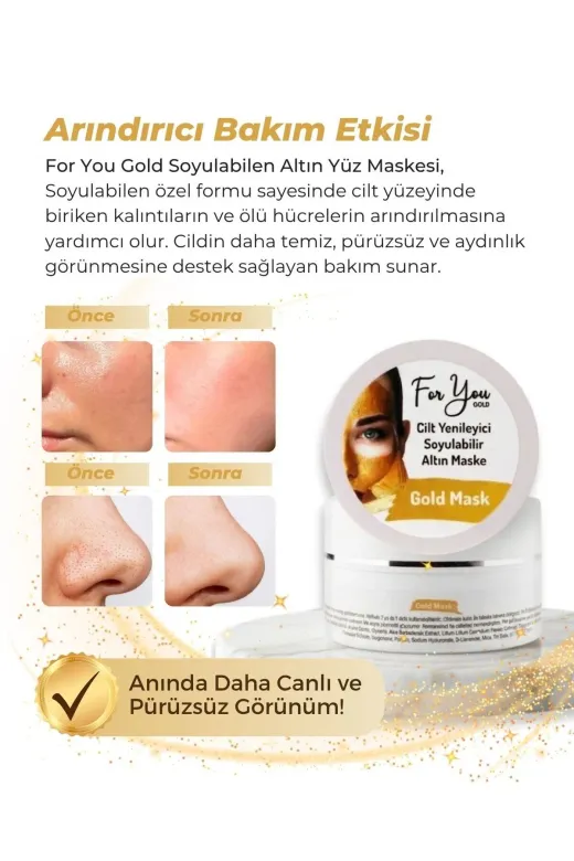 For You Gold AL.01 Kırışıklık Karşıtı, Aydınlatıcı, Anti- Aging Etkili Soyulabilen Altın Maske - Gold Maske 100 Ml