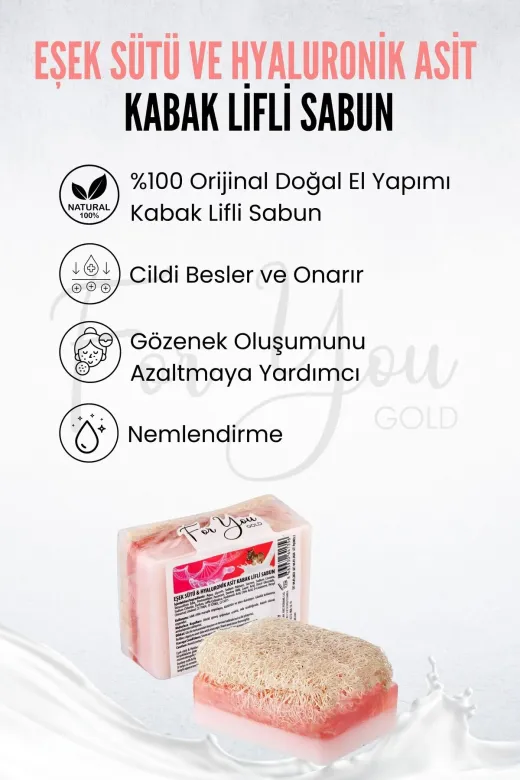For You Gold bal01 Doğal Kabak Lifli Eşek Sütü & Hyaluronik Asit Sabun