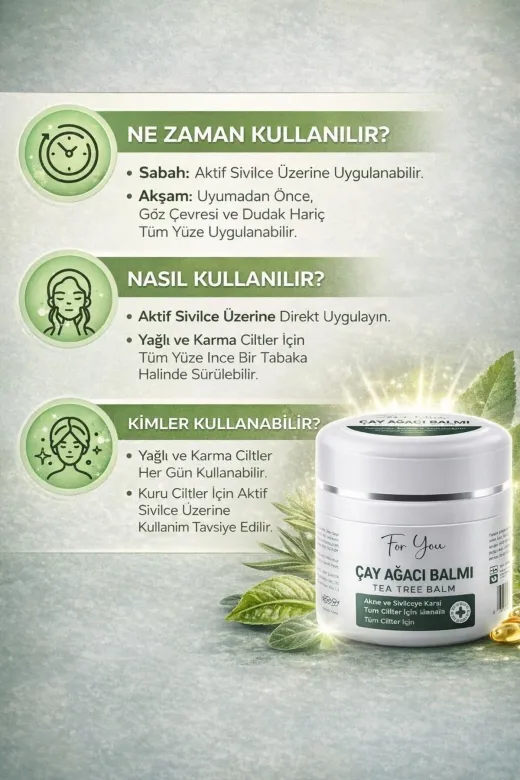 For You Gold ÇAY01 Yatıştırmaya Ve Onarmaya Yardımcı Çay Ağacı Balmı Bakım Kremi 50 Ml (Tea Tree Balm)