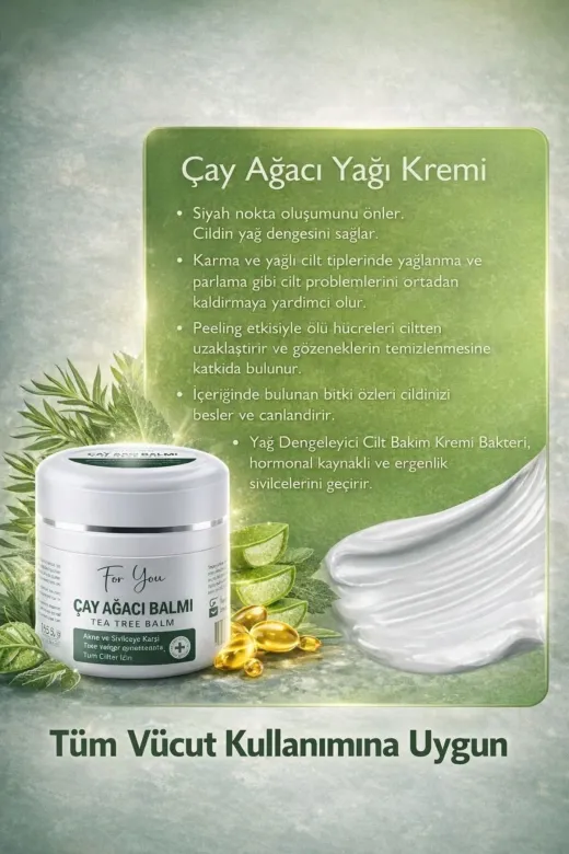 For You Gold ÇAY01 Yatıştırmaya Ve Onarmaya Yardımcı Çay Ağacı Balmı Bakım Kremi 50 Ml (Tea Tree Balm)