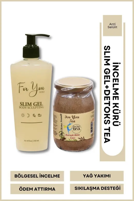 For You Gold cayjel01 For You Tea Detox Karışık Bitki Çayı ( Detoks Çay ) Ve Selülit Jeli 250 Ml
