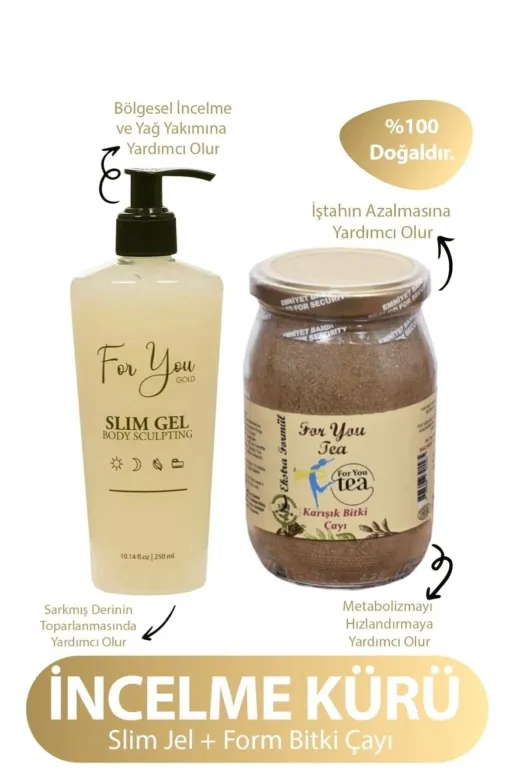 For You Gold cayjel01 For You Tea Detox Karışık Bitki Çayı ( Detoks Çay ) Ve Selülit Jeli 250 Ml