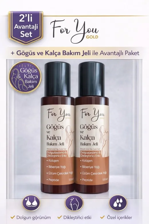 For You Gold dolgun2set Dolgunlaştırıcı, Dikleştirici Göğüs Ve Kalça Büyütmeye Yardımcı Bakım Jeli 100 Ml X 2 Adet