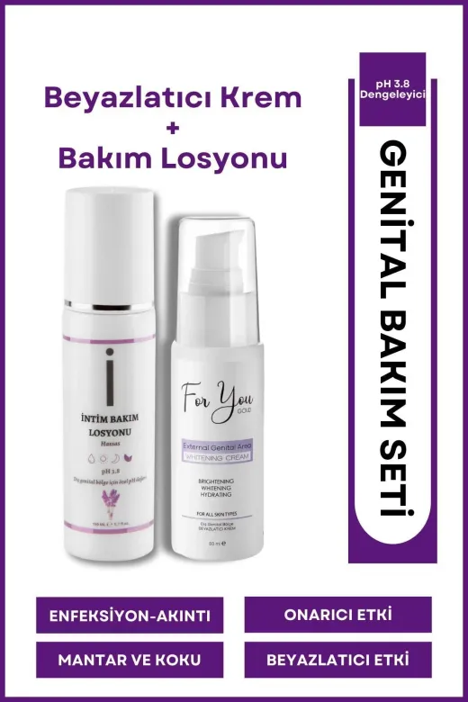 For You Gold fy01 Intim Genital Bölge Koku Gidermeye Yardımcı Losyon + Genital Beyazlatıcı Krem Set 50Ml