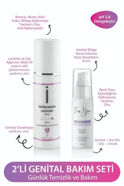 For You Gold fy01 Intim Genital Bölge Koku Gidermeye Yardımcı Losyon + Genital Beyazlatıcı Krem Set 50Ml