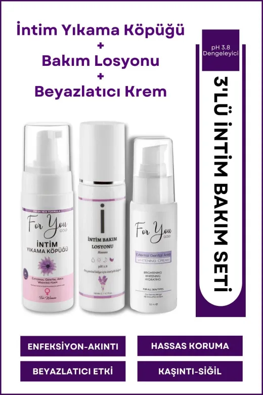For You Gold inbeköp01 Genital Bölge Bakım Set - İntim Losyon + Günlük Yıkama + Genital Beyazlatıcı 3'lü Set