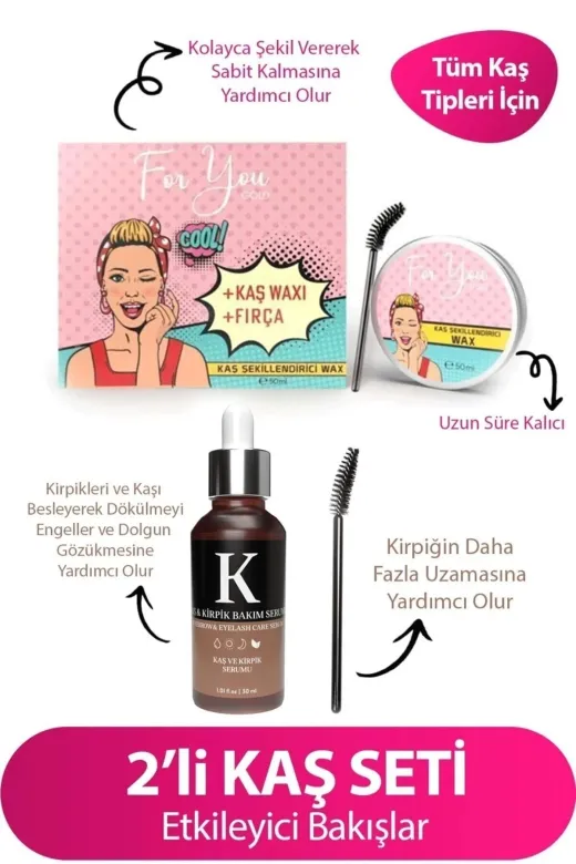 For You Gold kaswax Besleyici E-Vitamini Içeren Kaş Şekillendirici & Sabitleyici Wax Ve Kaş Kirpik Serumu