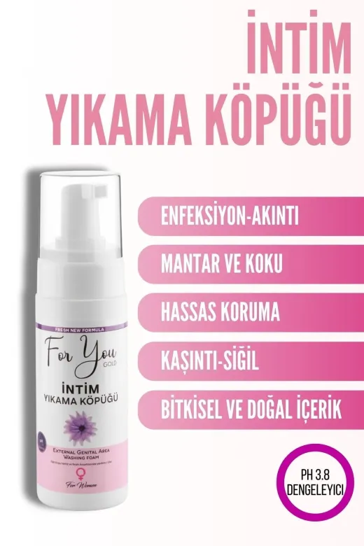 For You Gold KÖP01 Intim (Genital) Bölge Ph Dengeli Günlük Yıkama Köpüğü (Koku,akinti,mantar Yardimci) Temizleme Köpük