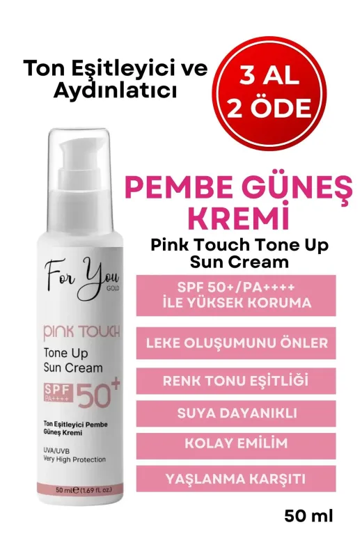 For You Gold PGN0012 Pink Touch Spf 50 Ton Eşitleyici, Aydınlatıcı Pembe Yüz Güneş Kremi Pa Spf 50