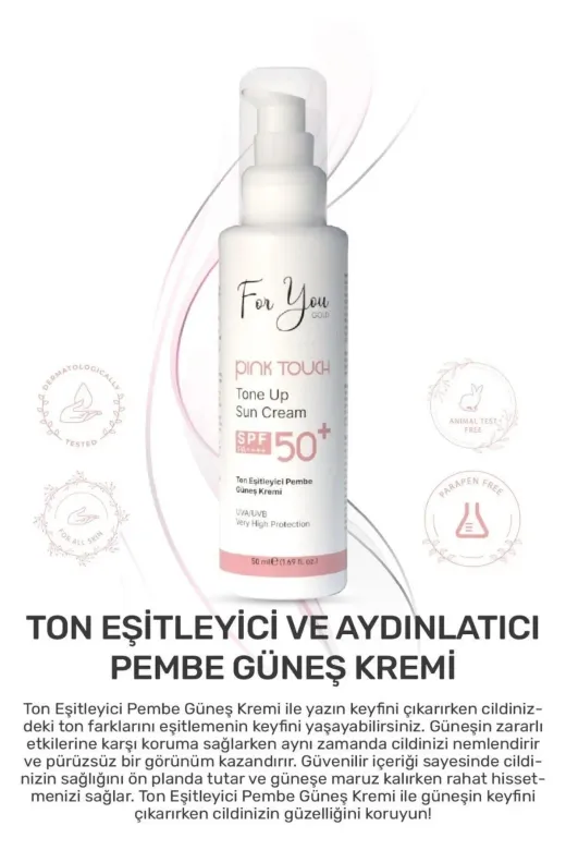For You Gold PGN0012 Pink Touch Spf 50 Ton Eşitleyici, Aydınlatıcı Pembe Yüz Güneş Kremi Pa Spf 50