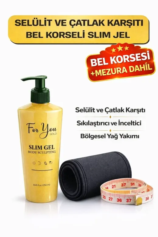 For You Gold SLİM.01 Slim Jel Inceltici -Sıkılaştırıcı-Yağ Yakıcı–Bölgesel Incelme-Çatlak Karşıtı Ve Selülit Kremi (Set)