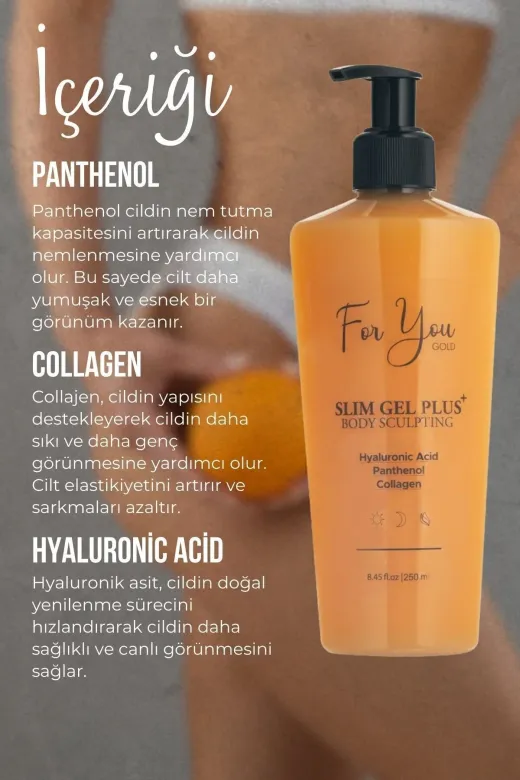 For You Gold SLMP0012 Slim Jel Plus 2'li Fırsat–İnceltme,toparlama,sıkılaşma Yardımcı, Selülit Ve Çatlak Karşıtı Jel-Krem