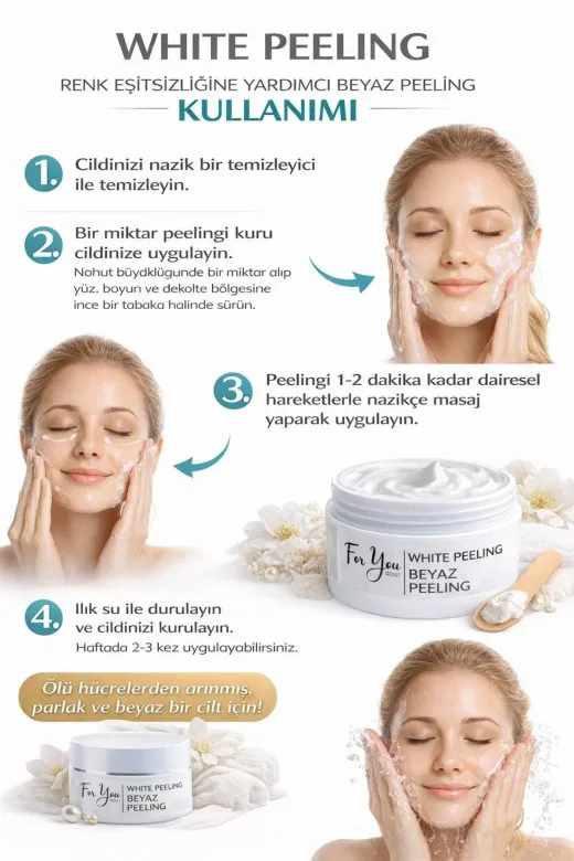 For You Gold WP01 White Peeling | Yüz Ve Vücut Peeling | Pirinç Peeling | Arındırıcı, Cilt Yenileyici Bakım 100 Ml