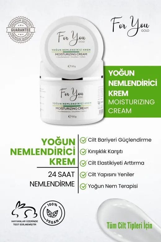 For You Gold ygnem01 Su Bazlı Normal Ve Kuru Ciltler Için Yoğun Nemlendirici Krem (Aloe Vera Hyaluronic Acid) 50 Ml
