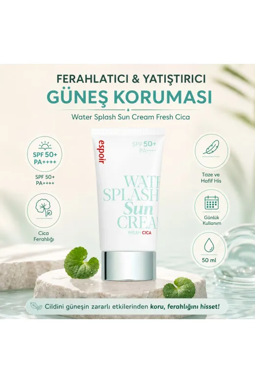 Fresh Cica Water Splash Sun Cream SPF50+ PA++++ - Rahatlatıcı Su Bazlı Güneş Kremi 60 ml