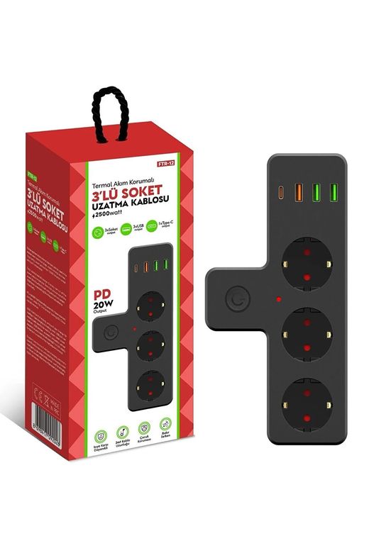 FTR-12v Fulltech Airstor Ftr-12 3Li Termal Akım Korumalı Priz