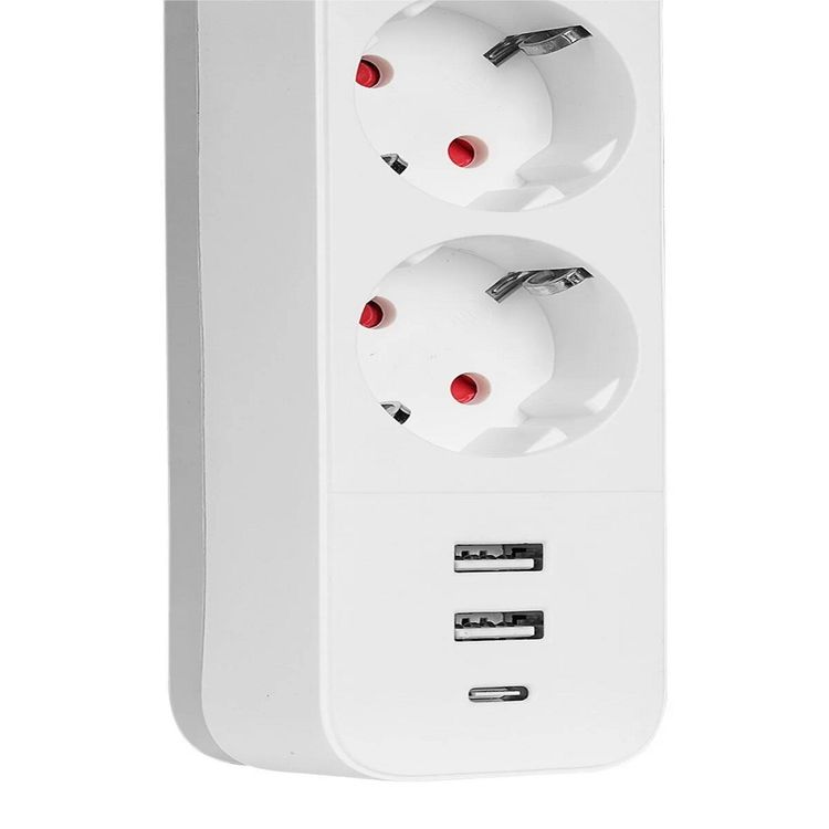 Fulltech 3Xpriz, 2Xusb-A 1Xusb-C 16A 3680W Akım Korumalı Priz Ftr-16
