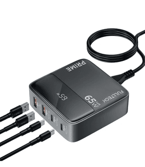 Fulltech Fc55 65W 4In1 Gan Masaüstü Hızlı Şarj Cihazı  2 Usb + 2 Type-C Pd Qc 3.0 Lcd Ekranlı