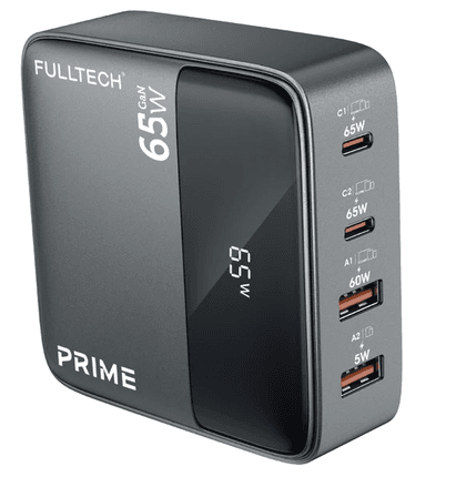 Fulltech Fc55 65W 4In1 Gan Masaüstü Hızlı Şarj Cihazı  2 Usb + 2 Type-C Pd Qc 3.0 Lcd Ekranlı