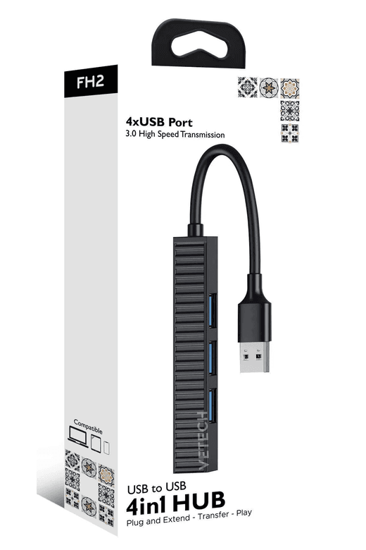 Fulltech Fh-2 4-In-1 Usb Hub Tak Çalıştır, 4Xusb Portlu Usb3.0 Ve Usb2.0 Destekli Usb Hub