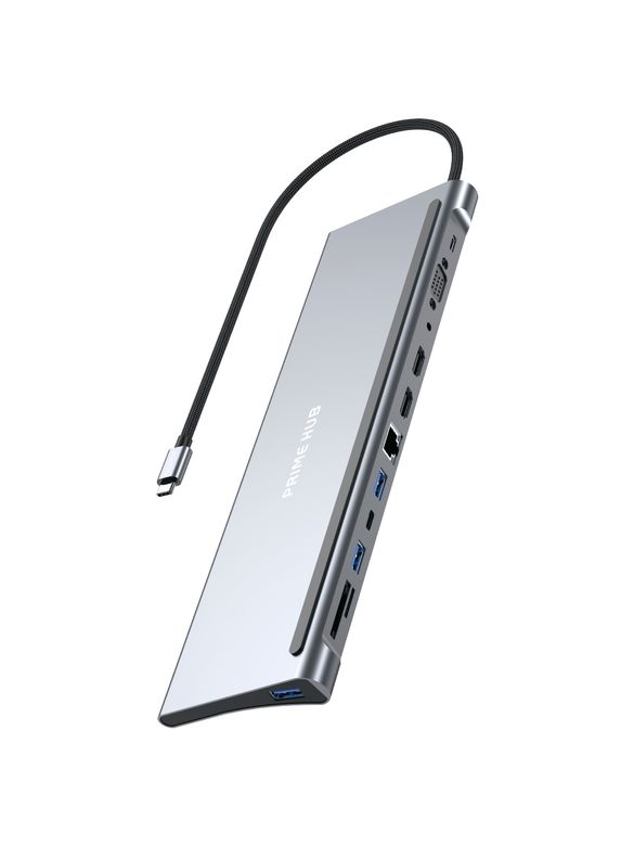 Fulltech Fh18 12'si 1 Arada Usb-C Çoklayıcı | 2X 4K Hdmi, 100W Pd, Rj45, 3X Usb, Kart Girişi Ve Ses