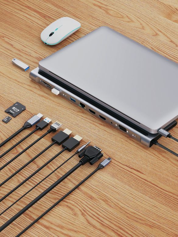 Fulltech Fh18 12'si 1 Arada Usb-C Çoklayıcı | 2X 4K Hdmi, 100W Pd, Rj45, 3X Usb, Kart Girişi Ve Ses