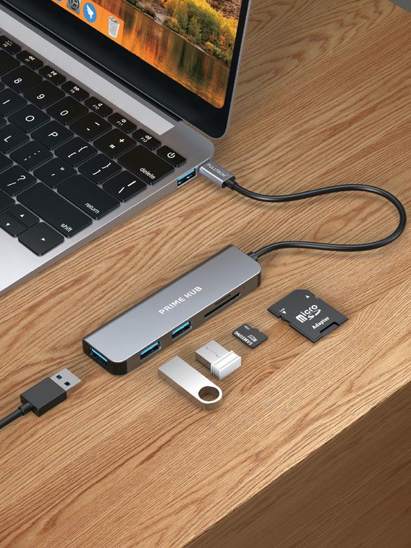 Fulltech Fh26 5'i 1 Arada Usb-C Çoklayıcı | 3Xusb Giriş + Sd/tf Kart Okuyucu | Hızlı Veri Aktarımı & Güvenli Çip
