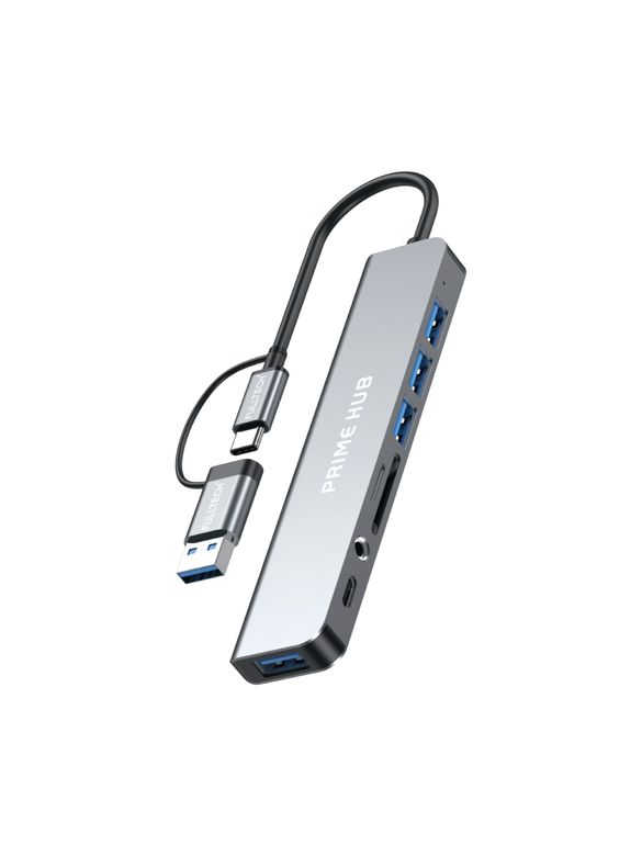 Fulltech Fh27 Usb-C + A 8-In-2 Çoklayıcı | 5Gbps Hız | Sd Kart Okuyucu | 3.5Mm Jack | Alüminyum Gövde