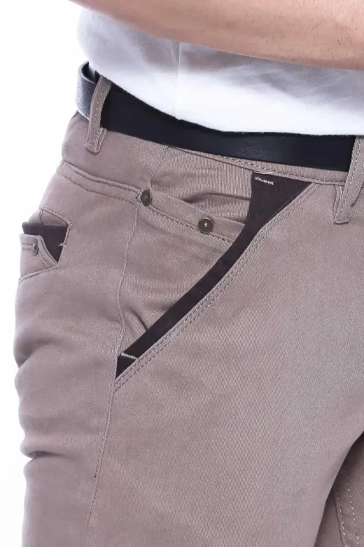 Gabardin Kumaş Bej Erkek Pantolon - Wessi
